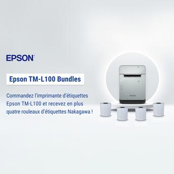 Commandez l’imprimante d’étiquettes Epson TM-L100 avec des rouleaux d’étiquettes Nakagawa !*